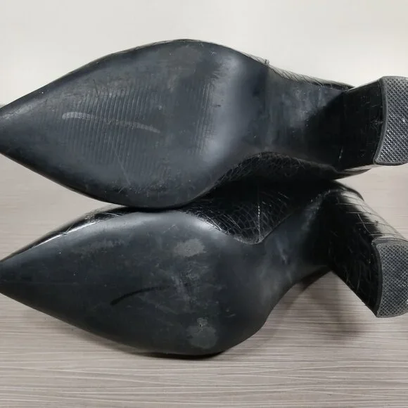 Steve Madden Triumph Croc-Embossed Boots, Black Faux Leather, Womens Size 8 M - Picture 8 of 11